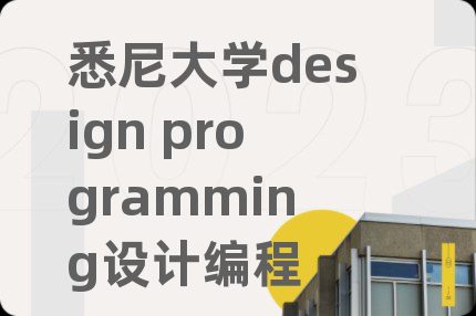 悉尼大学design programming设计编程