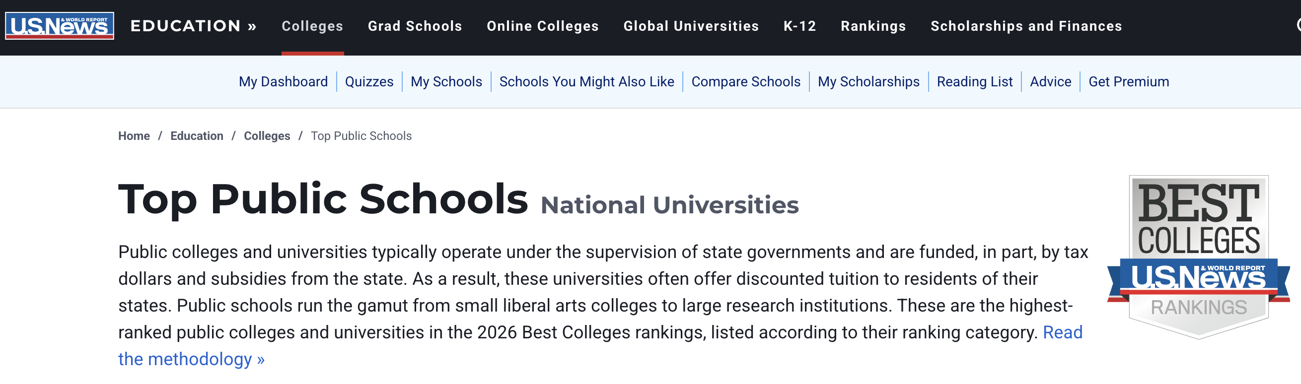 2026 U.S. News全美最佳公立大学排名发布 2026 U.S. News全美最佳公立大学排名发布
