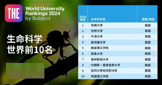 2024泰晤士高等教育学科排名 2024泰晤士高等教育学科排名