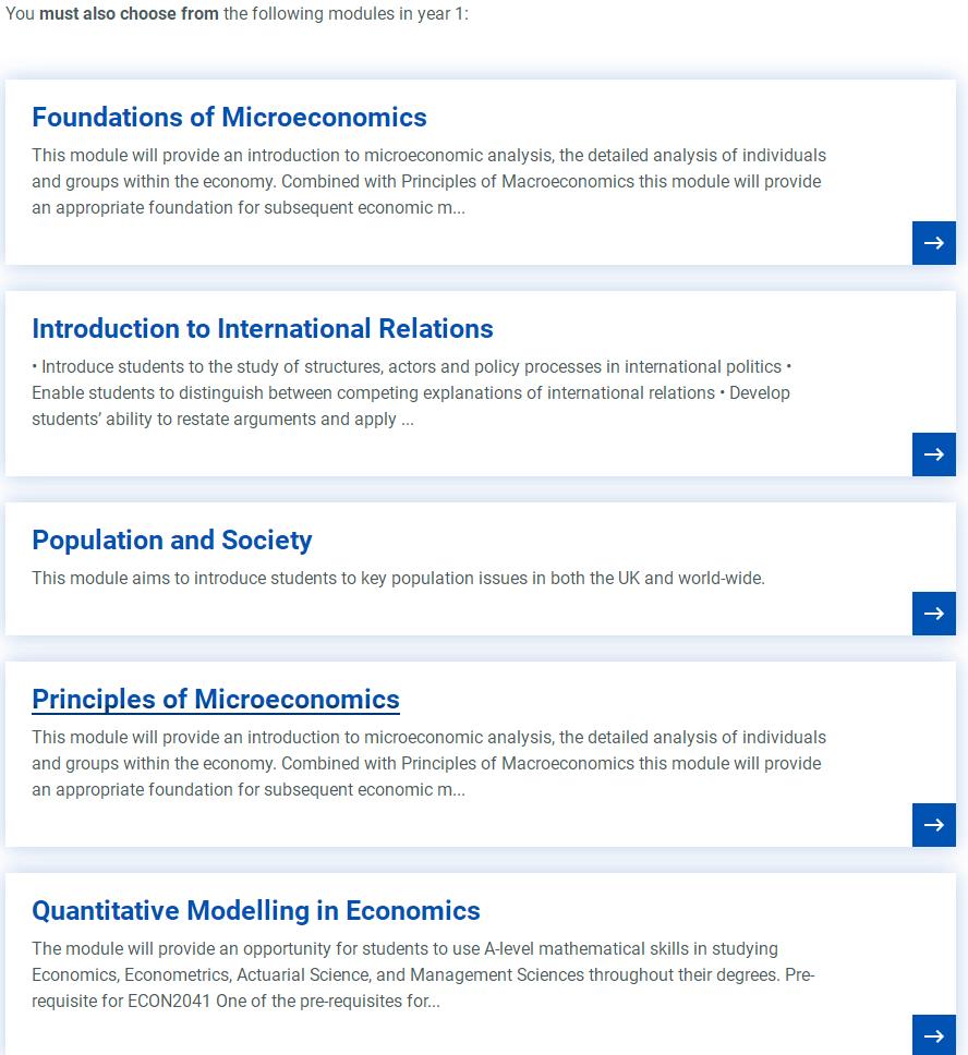 南安普顿大学economics课程