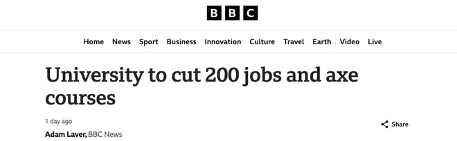又一所英国大学宣布裁员、削减课程! 又一所英国大学宣布裁员、削减课程!
