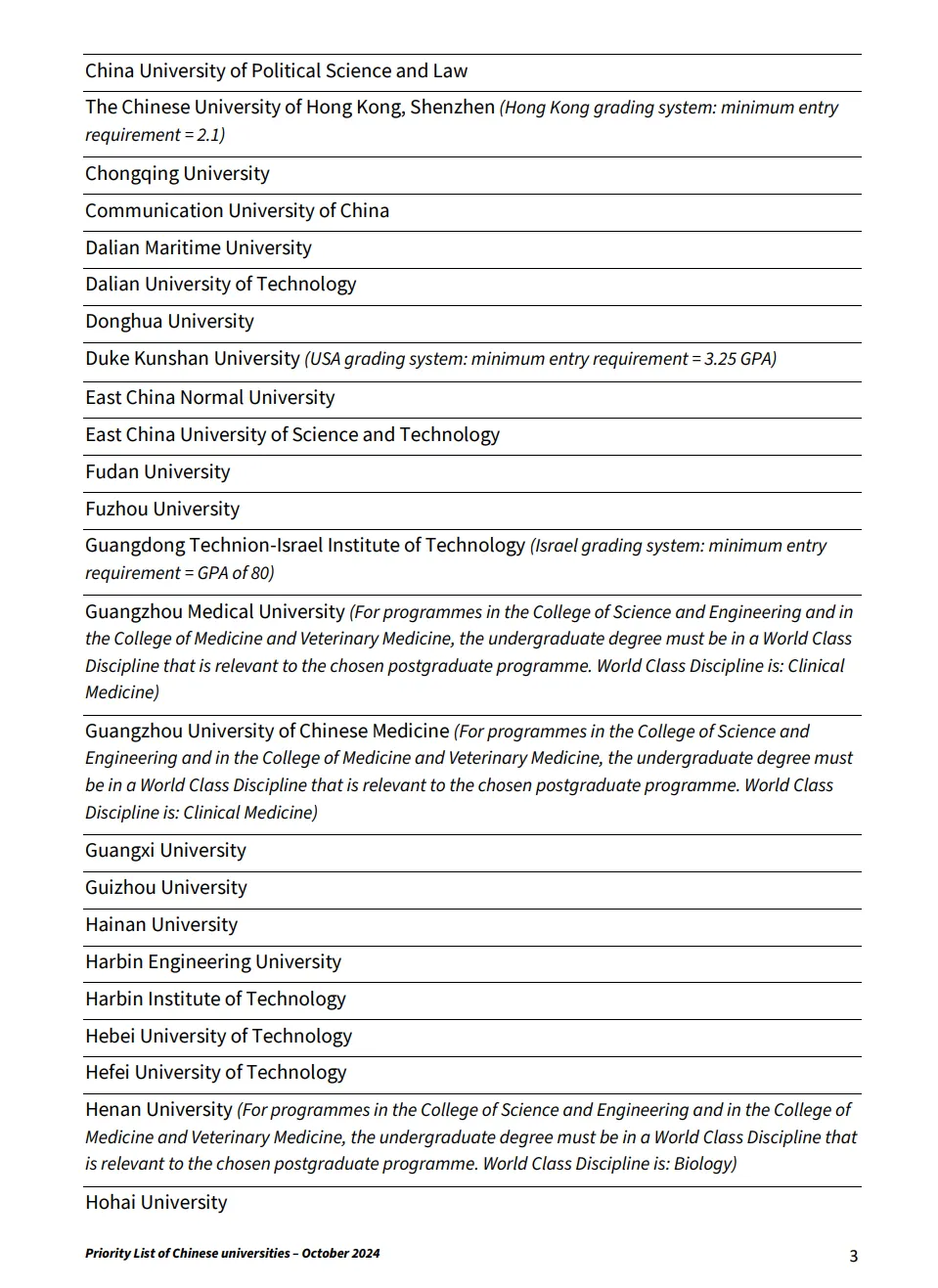 爱丁堡大学更新中国大学Priority List! 爱丁堡大学更新中国大学Priority List!