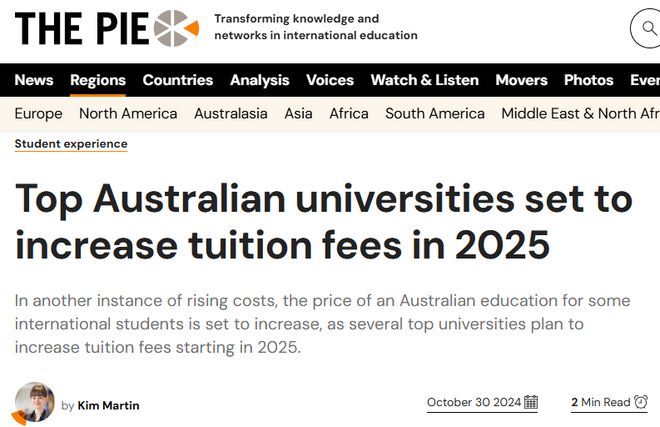 明年起留学澳洲成本激增 明年起留学澳洲成本激增