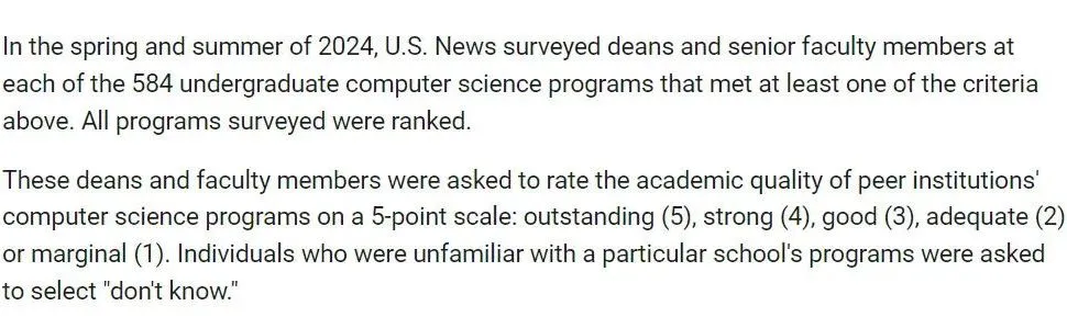 U.S. News发布2025美国计算机科学（CS）本科院校排名