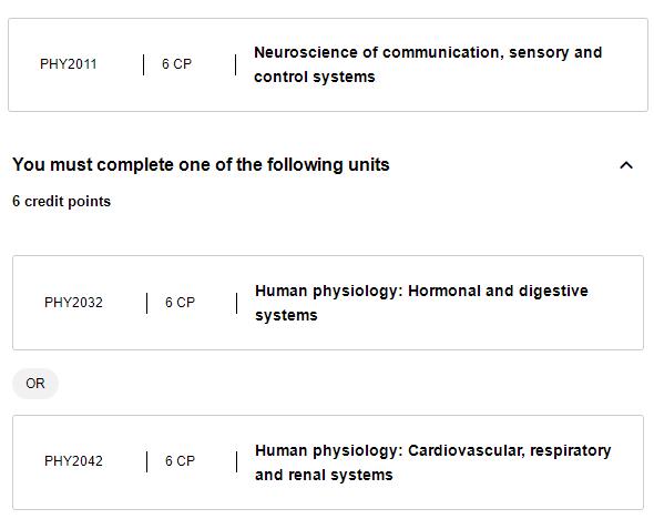 莫纳什Physiology专业选课 莫纳什Physiology专业选课