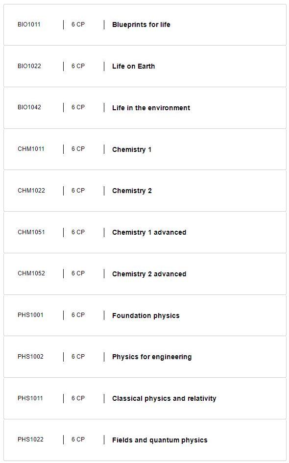 莫纳什Physiology专业选课 莫纳什Physiology专业选课