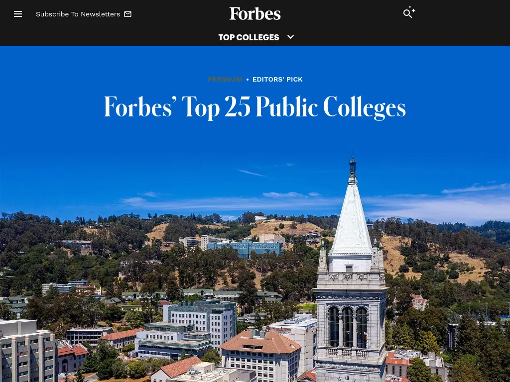 福布斯最佳公立大学Top25出炉! 福布斯最佳公立大学Top25出炉!