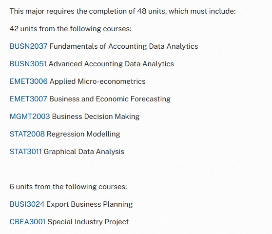 澳国立Bachelor of Commerce选课 澳国立Bachelor of Commerce选课
