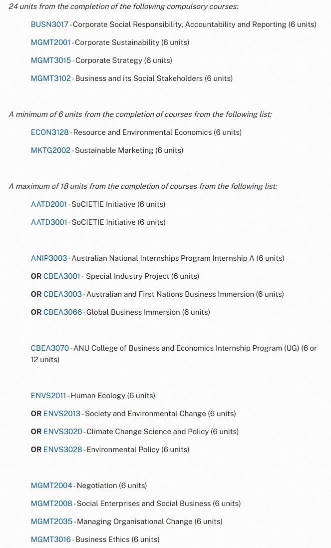 澳国立Bachelor of Commerce选课 澳国立Bachelor of Commerce选课