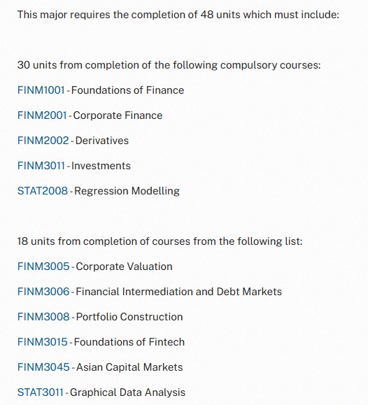 澳国立Bachelor of Commerce选课 澳国立Bachelor of Commerce选课