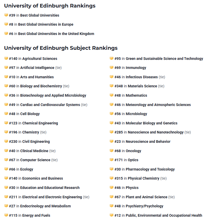 爱丁堡大学排名